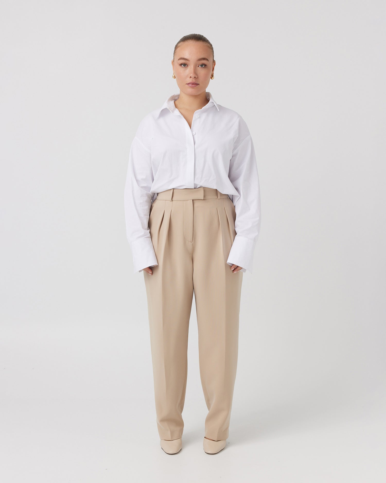 High-waist peg trousers - Khaki